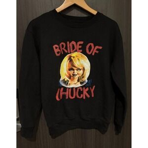 Bride‎ of Chucky Sweatshirt Women's Small Black Graphic Print Cotton Long Sleeve
